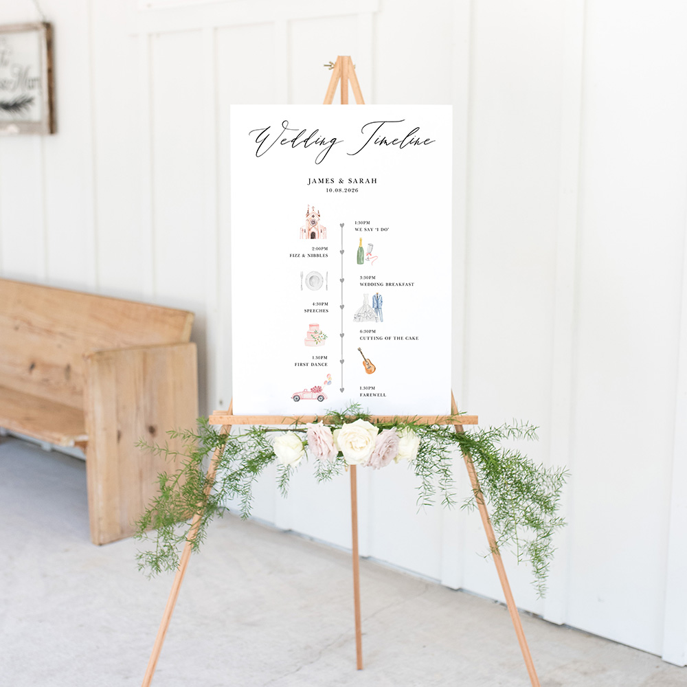 Illustrated Order of Service | Hand Drawn Order of the Day Board | sale Illustrated Wedding Timeline Board | Illustrated Wedding Welcome Board